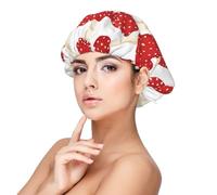 Patrón de hongos rojos amanita muscaria,Gorro de dormir de satén para adultos - Gorro de dormir elástico para mujer, cubrecabello nocturno