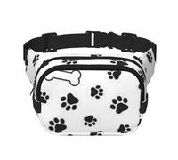 Patrón de Huella de Pata de Perro,Riñonera Cuadrada de Doble Capa, Bolso de Viaje, Bolso Informal para el Pecho.