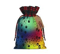 Patrón de huellas de patas, 1 bolsa de regalo de Navidad con cordón de 4.7 x 6.9 pulgadas, para regalar en fiestas de vacaciones