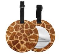 Patrón de jirafa,Etiquetas de equipaje de cuero sintético con nombre, etiquetas de viaje duraderas, 2 unidades