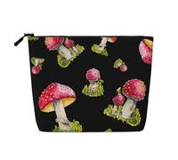 Patrón de la Amanita muscaria roja,Neceser de Maquillaje de imitación Lino, Neceser de Viaje portátil