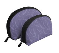 Patrón de Lavanda, Bolsa de Maquillaje de Concha, Monedero pequeño para Mujer, Bolsa de artículos de tocador, Bolsa de cosméticos, 2 Piezas