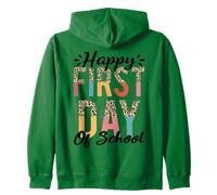 Patrón de leopardo feliz primer día de escuela 1er día de escuela Sudadera con Capucha
