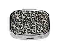 Patrón de leopardo gris y negro, Pastillero cuadrado para bolsillo o monedero, pequeño contenedor de pastillas, organizador de pastillas de viaje