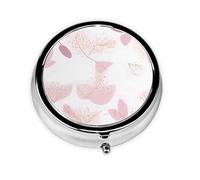 Patrón de líneas florales pintado a mano, un mini pastillero redondo con tres compartimentos para almacenar vitaminas, aceite de pescado y suplementos nutricionales.