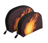 Patrón de Llama de Bola de Fuego roja Que Cae, Bolsa de Maquillaje de Concha, Monedero pequeño para Mujer, Bolsa de artículos de tocador, Bolsa de cosméticos, 2 Piezas