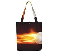 Patrón de llama de fuego de béisbol ardiente,Bolsas de supermercado reutilizables, bolsas de compras, bolsas de lona de gran capacidad, bolso de hombro