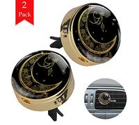 Patrón de luna dorada Difusor para aromaterapia Difusor de coche Oro metal Aceite esencial Clip de ventilación de coche Ambientador Caja purificadora para esposo Padre esposa 34mm