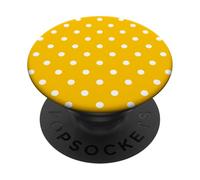 Patrón de lunares amarillo y blanco, mujeres, niñas lunares PopSockets PopGrip Adhesivo
