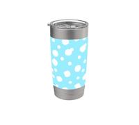 Patrón de lunares azul claro Lindos puntos retro Vaso térmico de acero inoxidable de doble pared