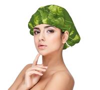 Patrón de lúpulo y hojas verdes,Gorro de dormir de satén para adultos - Gorro de dormir elástico para mujer, cubrecabello nocturno