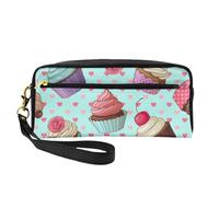 Patrón de Magdalenas Impreso., Bolsa de Maquillaje Bolsa de cosméticos Bolsa de Aseo de Viaje portátil Estuche de Cuero para Mujeres y niñas