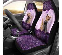 Patrón De Mandala Morado De Yorkshire Terrier 2 Piezas Fundas Asientos Delanteros Coche Moda Auto Asiento Delantero Cojín Duradera Fundas De Asientos Delantero Universal para Sedán Camión SUV