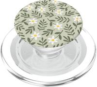 Patrón de Margaritas con diseño de Hojas Florales Bohemias Verde Salvia PopSockets PopGrip para MagSafe