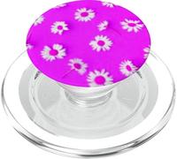 Patrón de Margaritas Rosa Intenso con Estampado Floral de Flores Blancas PopSockets PopGrip para MagSafe