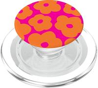 Patrón de Margaritas Rosa Intenso y Naranja | Estética Retro de los años 70 y 80 PopSockets PopGrip para MagSafe