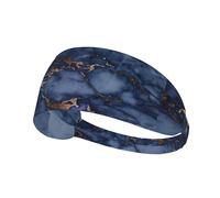 Patrón de mármol Azul Marino y Cobre Falso,Banda Deportiva para el Sudor Unisex, Multiusos, elástica para el Pelo