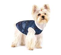 Patrón de mármol Azul Marino y Cobre Falso,Camiseta de algodón sin Mangas para Mascotas, Chaleco Transpirable, Suave y elástico para Cachorros,S