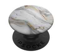 Patrón de mármol blanco dorado PopSockets PopGrip Adhesivo