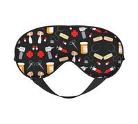 Patrón de medicina de dibujos animados, sombra de ojos súper suave y cómoda con correa ajustable, cubierta de ojos cero presión ocular