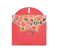 Patrón de melocotón rosa sin costuras, 1 tarjeta de felicitación con sobre, tarjeta de cumpleaños, tarjeta de Navidad, tarjeta de invitación, 3 colores