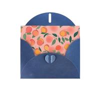 Patrón de melocotón rosa sin costuras, 1 tarjeta de felicitación con sobre, tarjeta de cumpleaños, tarjeta de Navidad, tarjeta de invitación, 3 colores