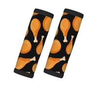 Patrón de muslos de pollo frito, 2 piezas de fundas para asas de equipaje, cubiertas suaves y cómodas para asas de equipaje. Etiqueta para equipaje.