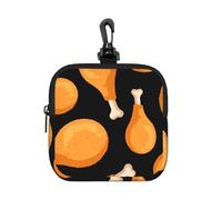 Patrón de Muslos de Pollo Frito,Bolsa de Almacenamiento Cuadrada con Cremallera, Monedero de Neopreno, Carteras pequeñas, Monedero pequeño, Monedero