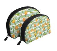 Patrón de Naranjas y cítricos, Bolsa de Maquillaje de Concha, Monedero pequeño para Mujer, Bolsa de artículos de tocador, Bolsa de cosméticos, 2 Piezas