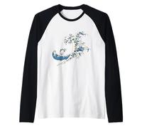 Patrón De Onda Japonés Dibujo Arte Agua Océ Camiseta Manga Raglan