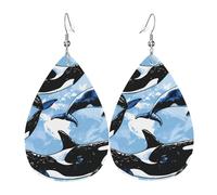 Patrón De Orca Y Ballena Asesina Pendiente Suave Aretes Ligeros Aretes De Cuero Para Mujer Aniversario Día De La Madre