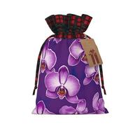 Patrón de orquídea morada 04 1 bolsa de Navidad con cordón de 8.3 x 11.8 pulgadas, bolsa robusta para regalos y artículos esenciales de uso diario