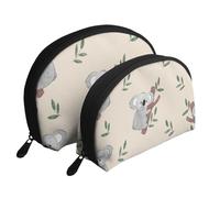 Patrón de Osos Koala de Dibujos Animados Lindo, Bolsa de Maquillaje de Concha, Monedero pequeño para Mujer, Bolsa de artículos de tocador, Bolsa de cosméticos, 2 Piezas
