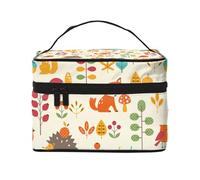 Patrón De Otoño con Búho Zorro Ardilla Aves Animal Print, Bolsa de Maquillaje Bolsa de cosméticos Bolsa de artículos de tocador de Viaje portátil Estuche para lápices Bolsa de artículos de tocador