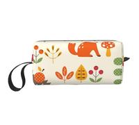 Patrón De Otoño con Búho Zorro Ardilla Aves Animal Print, Bolsa de Maquillaje Bolsa de cosméticos Bolsa de artículos de tocador de Viaje portátil Bolsa de Maquillaje