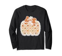 Patrón de Parche de otoño Vintage con diseño de Calabaza de Lunares Manga Larga