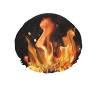 Patrón de parrilla de carbón en llamas,Gorro de ducha, gorro de noche, gorro de baño elástico impermeable de doble capa, reutilizable para el cabello.