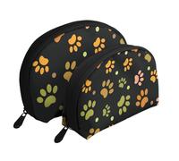 Patrón de Pata de Perro, Bolsa de Maquillaje de Concha, Monedero pequeño para Mujer, Bolsa de artículos de tocador, Bolsa de cosméticos, 2 Piezas