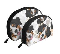Patrón De Patas De Perro Perro De Montaña De Berna, Bolsa de Maquillaje de Concha, Monedero pequeño para Mujer, Bolsa de artículos de tocador, Bolsa de cosméticos, 2 Piezas