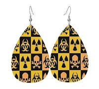 Patrón De Peligro Nuclear Cráneo Y Huesos Cruzados Átomo Pendiente Cuero Estampado Pendiente Suave Pendientes Para Aniversario Mujer