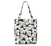 Patrón de perro Bichón Frisé,Bolsas de supermercado reutilizables, bolsas de compras, bolsas de lona de gran capacidad, bolso de hombro