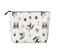 Patrón de Perro Boston Terrier,Neceser de Maquillaje de imitación Lino, Neceser de Viaje portátil