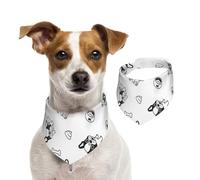 Patrón de Perro Boston Terrier,Pañuelos de algodón para Perros, Bufandas Ajustables para Mascotas,L
