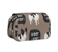 Patrón de Perro Papillon Estuche para lápices portátil con Doble Concha y Cremallera