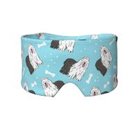 Patrón de perro pastor inglés antiguo,Máscara para ojos con bloqueo de luz y protección ocular completa para dormir, orejeras y ojos.