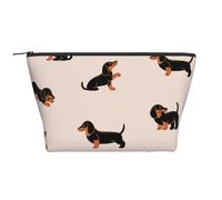 Patrón de Perro Salchicha feliz de Dibujos Animados, Bolsa de artículos de tocador Bolsa de Maquillaje Bolsa de cosméticos Bolsa de artículos de tocador de Viaje portátil