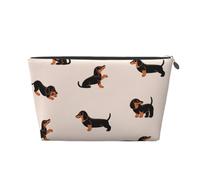 Patrón de Perro Salchicha feliz de Dibujos Animados, Bolsa de artículos de tocador Bolsa de Maquillaje Bolsa de cosméticos Bolsa de artículos de tocador de Viaje portátil