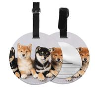 Patrón de perro Shiba Inu Shibaken Perro lindo,Etiquetas de equipaje de cuero sintético con nombre, etiquetas de viaje duraderas, 2 unidades