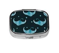 Patrón de pez mantarraya, Pastillero cuadrado para bolsillo o monedero, pequeño contenedor de pastillas, organizador de pastillas de viaje