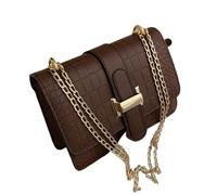Patrón de piedra Bolsos un solo hombro tipo bandolera for mujer Cadenas cuero mensajero Bolso pequeño cuadrado(Brown)